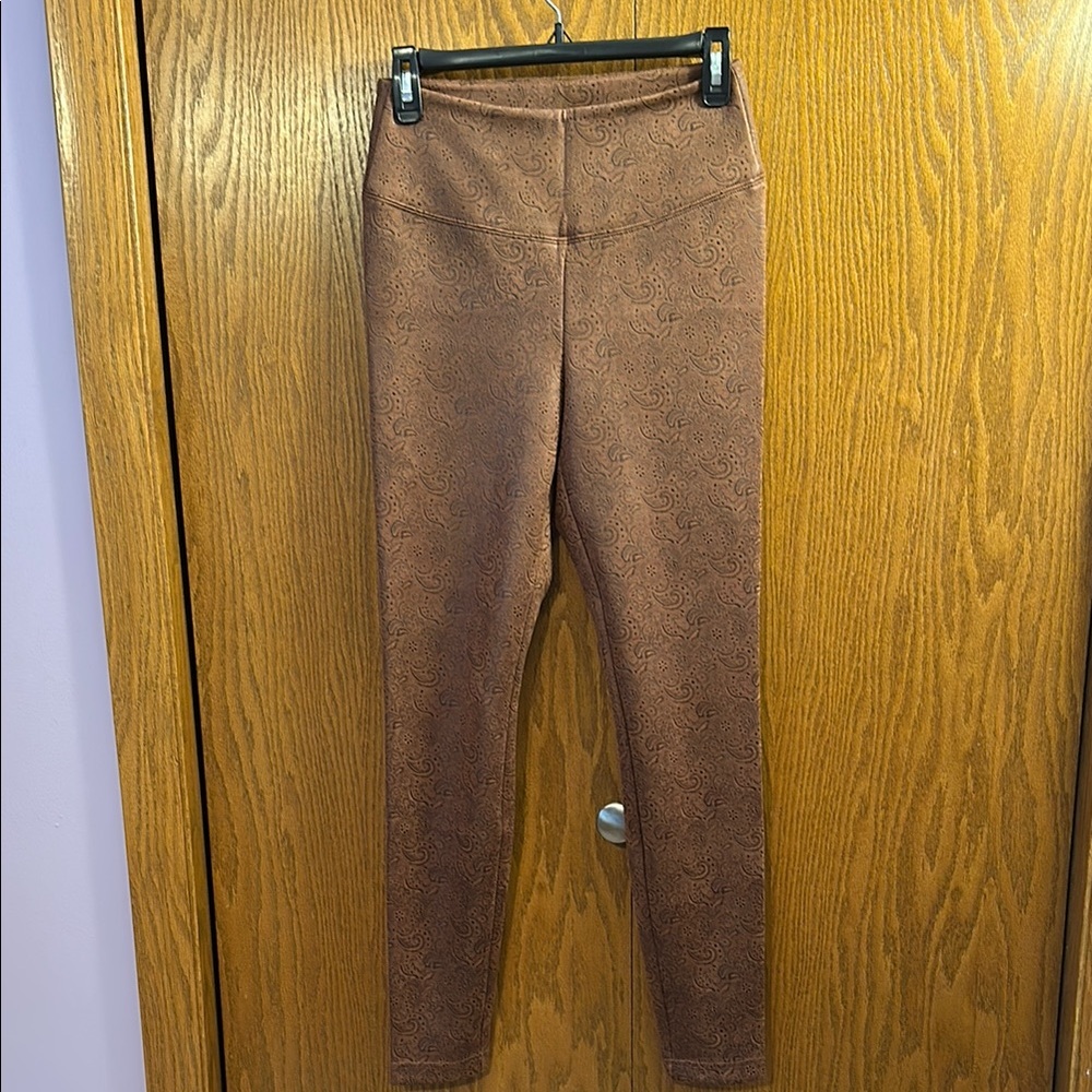 White House Black Market Brown Paisley Runway Leggings size 6.